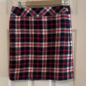 Talbots wool blend red white and blue plaid skirt 4P